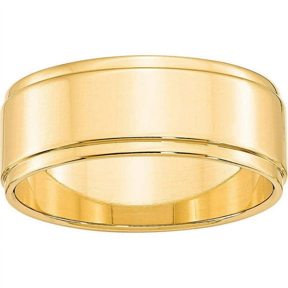 Primal Gold 10 Karat Yellow Gold 8mm Flat with Step Edge Band Size 7