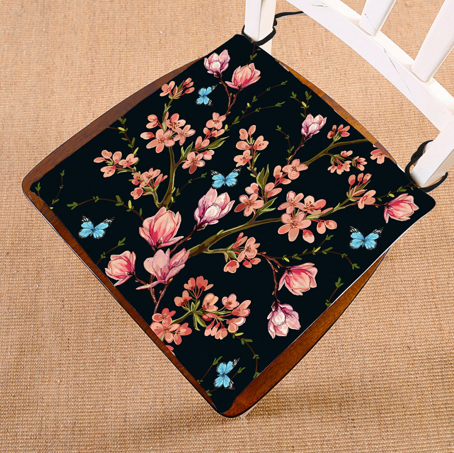 ECZJNT butterflies tropical japanese magnolia flowers seat pad chair