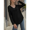 thumbnail image 4 of Weardear Womens Sweatshirts Lightweight Hoodie Fall V Neck Long Sleeve Pullover Sweaters with Front Patch Pocket, 4 of 6
