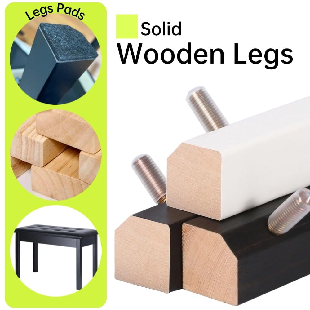 Solid Wood Duet Piano Bench With Storage  Stool And Padded Cushion Keyboard Bookcase Chair Seat High-density Sponges.