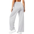 thumbnail image 3 of Cadmus Womens High Waist Stretch Wide Leg Lounge Pants Loose Fit Yoga Workout Sweatpants with Pockets, Light Grey, L, 3 of 9