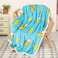 thumbnail image 6 of Catalonia Sherpa Blanket Plush Throw, Fleece Reversible Blankets for Bed and Couch, Super Soft Comfy Warm Fuzzy TV Blanket, 50" x 60", Blue Banana Cat, 6 of 7