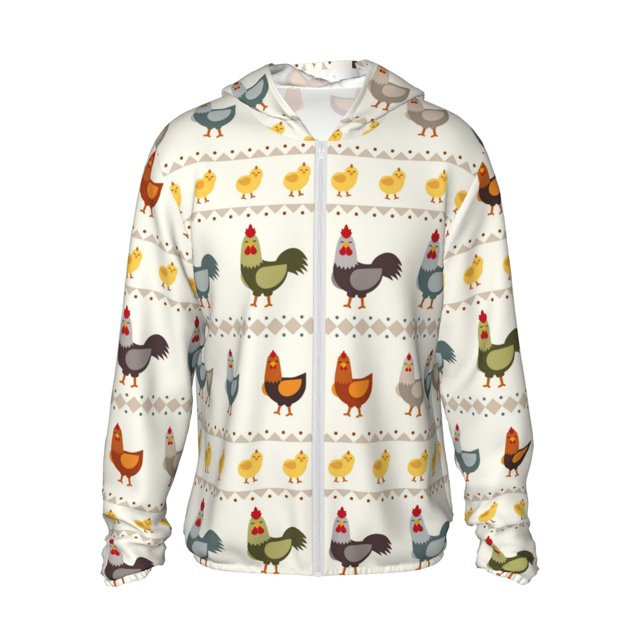 Balery Funny Chicken Sudadera ligera de manga larga con capucha y protección solar UPF 50+ para hombre y mujer, ideal para pesca y running-XX-Large