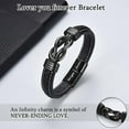 thumbnail image 2 of Love You Forever Leather Bracelet Gifts for Men Him Teen Boys, To My Brother Son Grandson Nephew Friend Dad Husband Christmas Birthday Valentines Fathers Day Graduation Back to School Gifts, 2 of 6