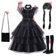 thumbnail image 4 of Disfraz de Halloween para niñas, Vestido de Cosplay para eventos negros, ropa de fiesta de noche para niños, Vestido gótico de moda, 4 of 5