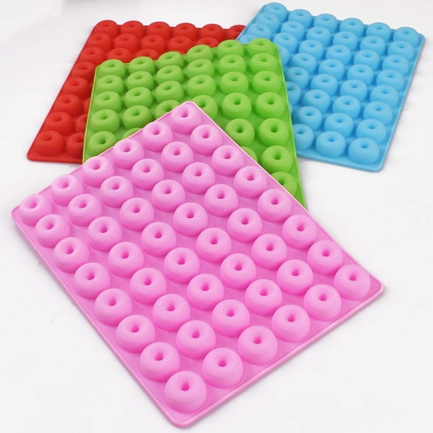Molde de caramelo de dona, paquete de 4 moldes de silicona antiadherentes para caramelos de gelatina de chocolate, cubitos de hielo, caramelos, caramelos, ganache, decoración de pasteles