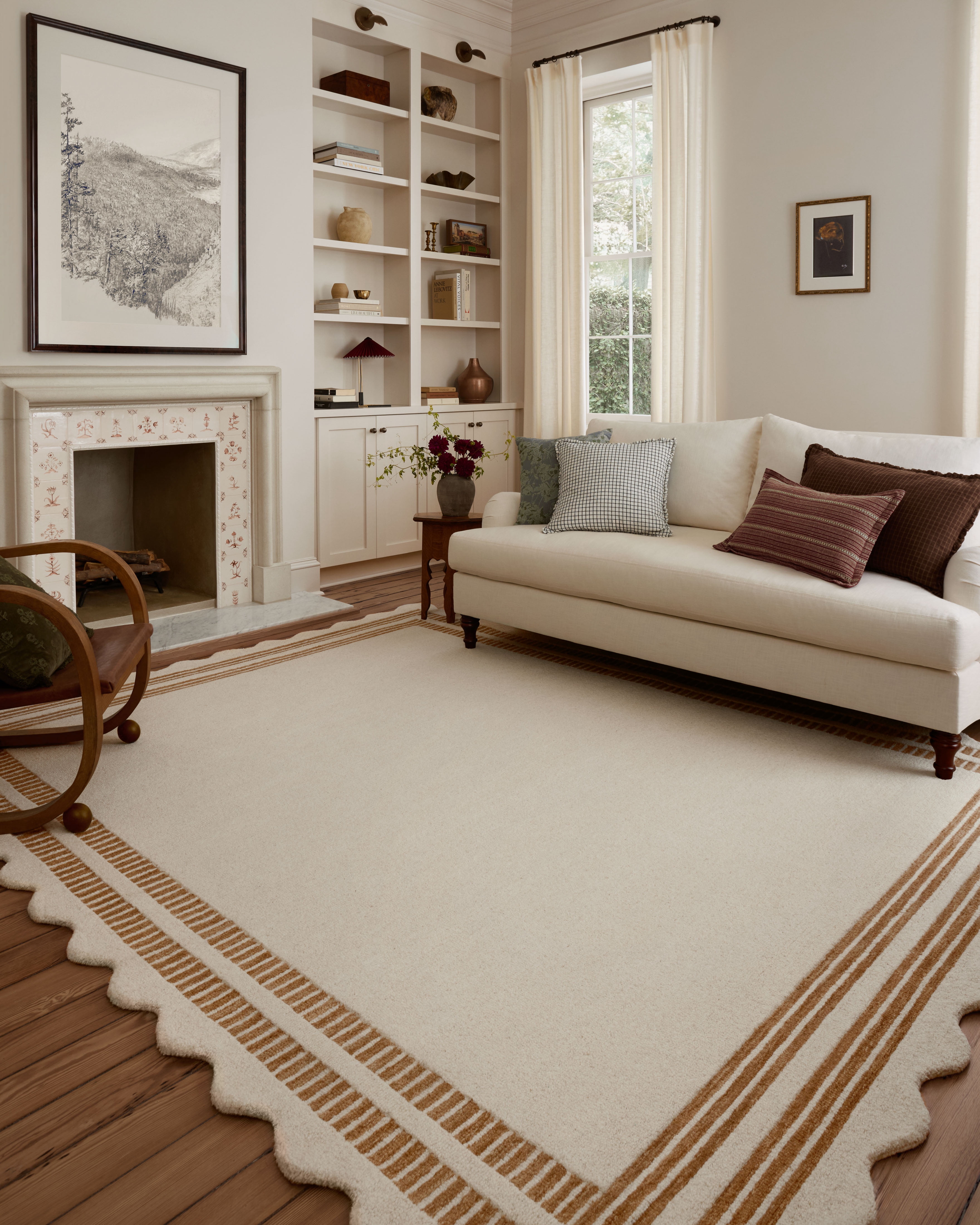 Chris Loves Julia x Loloi Scottie Ivory / Rust 7'-9" x 9'-9" Area Rug