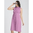 thumbnail image 4 of Moomaya Womens Solid Cotton Midi Dress, Sleeveless Summer Dress With Buttoned Closure, 4 of 8
