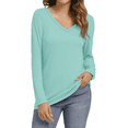 thumbnail image 3 of Fantaslook V Neck T Shirts for Women Long Sleeve Tops Solid Color Tee Casual Shirts, 3 of 7