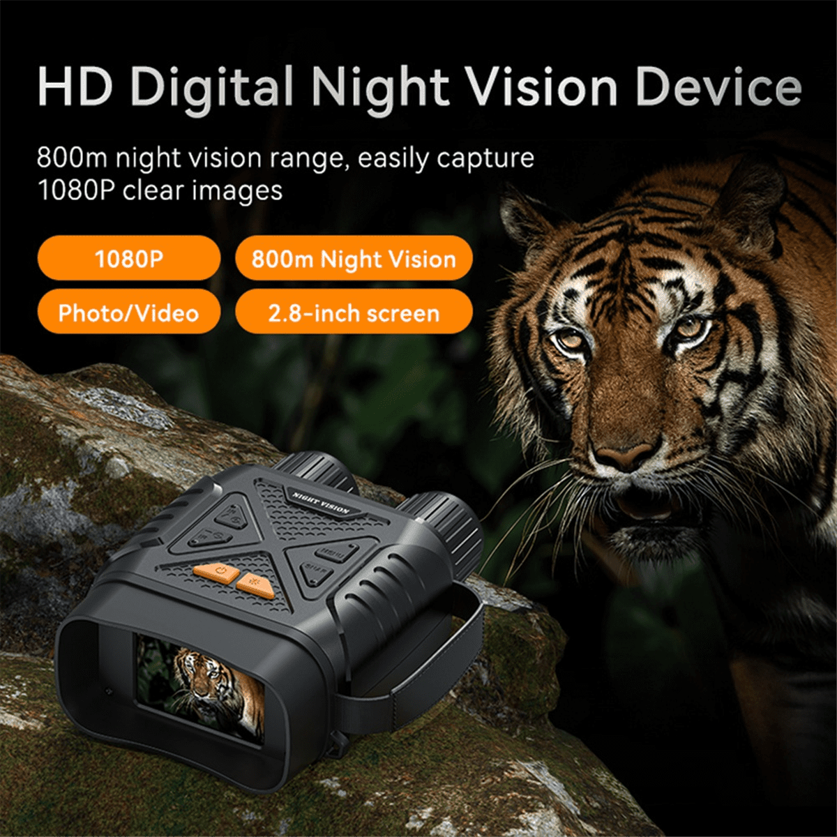 New 4K Low Light Full Color Night Vision Binoculars Large Screen Ultra High Definition Infrared Outdoor Telescope
