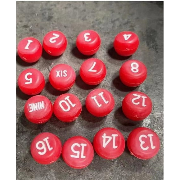 KAKOWELY Balles de Billard 16 Pcs dés de Numéro de Billard Balles de Billard dés de Hall dés de Salle de Jeux dés de dés de Billard pour Usage Durable 0.59"X0.59"X0.59 Pouces
