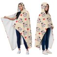 thumbnail image 2 of Wearable Blanket,Beige Cow Heart Pattern Hooded Wearable Flannel Blanket for Adults & Teens with Buckle,Winter Poncho Shawl Wrap Cape,60"x80", 2 of 5