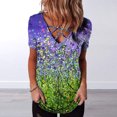thumbnail image 2 of USSUMA Womens Plus Savings Tops and T-Shirts - V Neck Tunic Tops for Women, Oversized V Neck T Shirts for Women Summer Tops Floral Short Sleeve Tee T Shirts Blouse 2022 Beach, 2 of 5