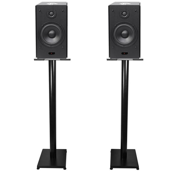 (2) Rockville HD5B 5" Powered Bookshelf Speakers Bluetooth Monitors w/37" Stands