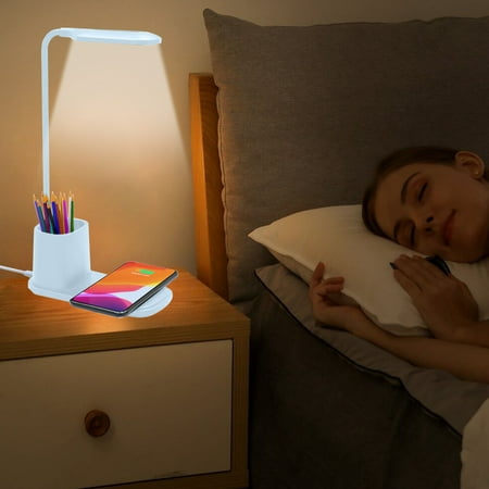 PPgejGEK Efficiency with Our Stylish Wireless Charging Desk Lamp Multipurpose Pen Container and Eye-Friendly Lighting Suitable for Smart Phones Wireless Fast Charger