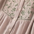 thumbnail image 5 of Ounisa Shirts for Women Summer Embroidered Cotton Linen Blouse 3/4 Sleeve Stand Up Collar Top Vintage Boho Causal Button Shirt, 5 of 9