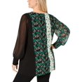 thumbnail image 2 of Alfani Womens Mixed Print Pullover Blouse, Green, Plus Size, 1X, 2 of 2