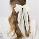 thumbnail image 2 of Silky Satin Hair Bows 2 Pcs Big Hair Bows for Women Hair Ribons Oversized Long Tail White Hair Bow Black Hair Bow Large (White,Black)21*40cm, 2 of 4