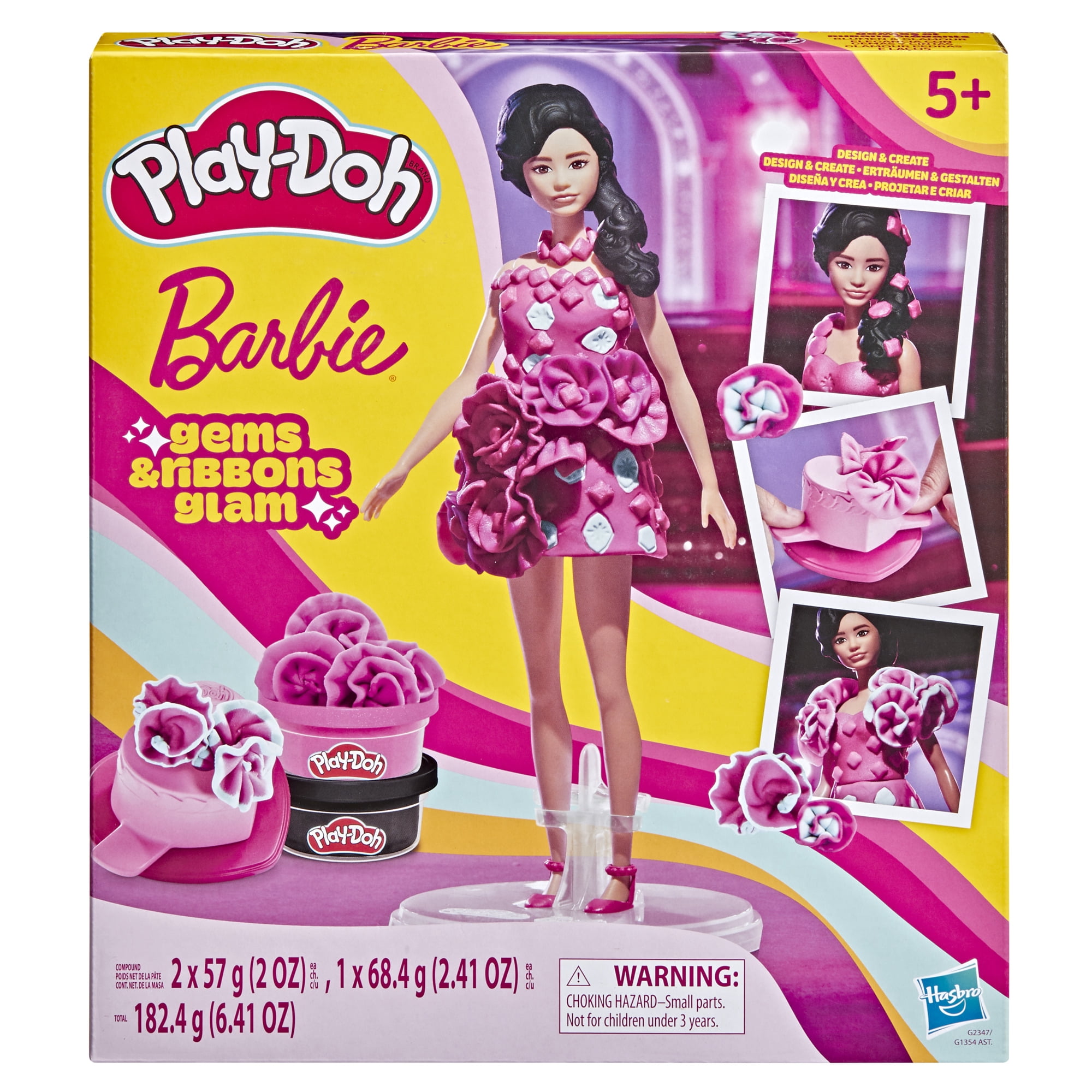 Play-Doh Beach Gems and Ribbons Glam, Make Designer Dolls Clothes, Toys for Kids 5 and up