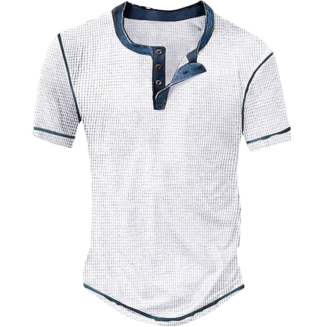 BOBOGOJP Chemise de Travail pour Hommes Col Rond en Coton Imprimé Mode Urbaine Décontracté (Blanc, 4TG)