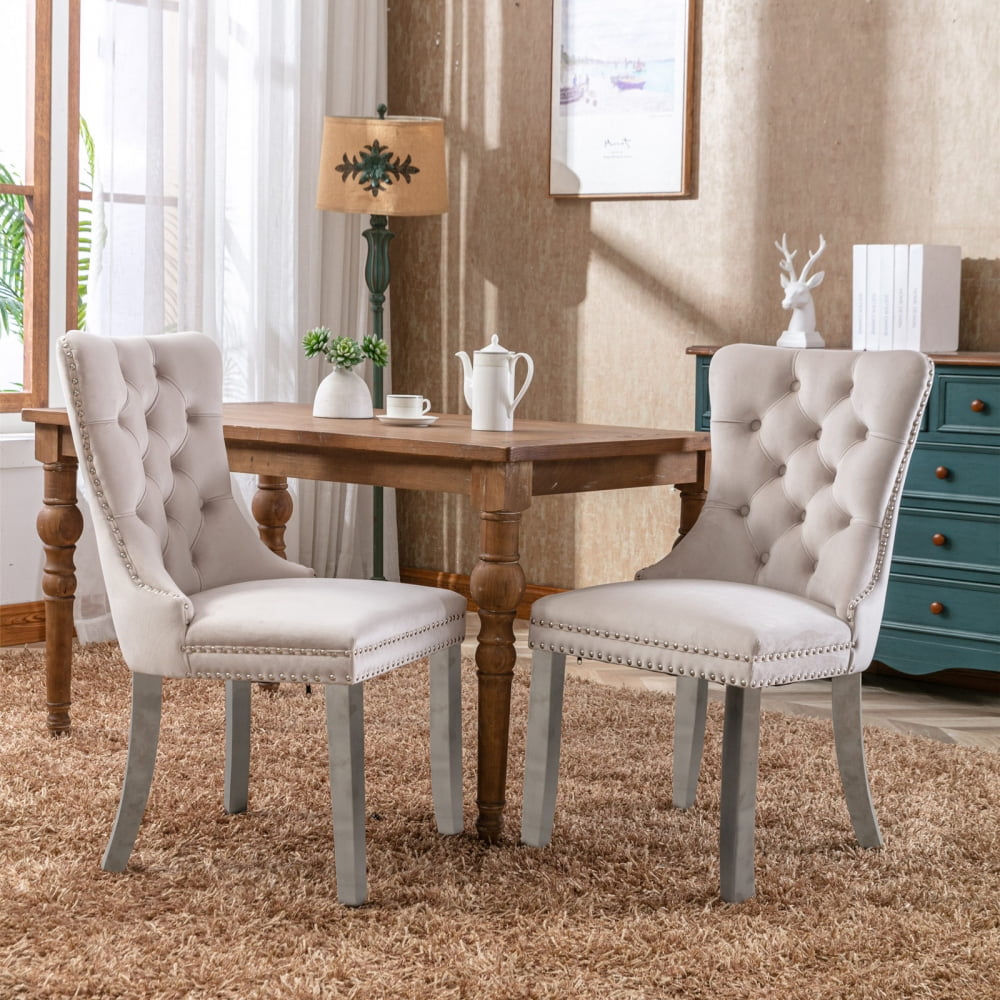 Velvet Dining Chairs Set of 2, Upholstered High-end Tufted Dining Room ...