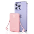 thumbnail image 1 of Power Bank miisso 6000 mAh ultradelgado con cables integrados rosa, 1 of 9