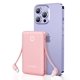 thumbnail image 1 of Power Bank miisso 6000 mAh ultradelgado con cables integrados rosa, 1 of 9