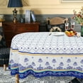 thumbnail image 6 of Oval Tablecloth - 60 x 84 Inch Blue Floral Rustic Tablecloth Classic French Country Printed Table Cover for Farmhouse Decoration, Suitable for Home, Kitchen, Indoor and Outdoor Dining Table, 6 of 6