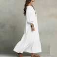 thumbnail image 5 of Guieoi Womens Dresses Fall Plus Size 3/4-Sleeve Off-the-Shoulder Dress with Pockets,Flowy Loose Pleated Hem with Ruffled Edges White L, 5 of 5