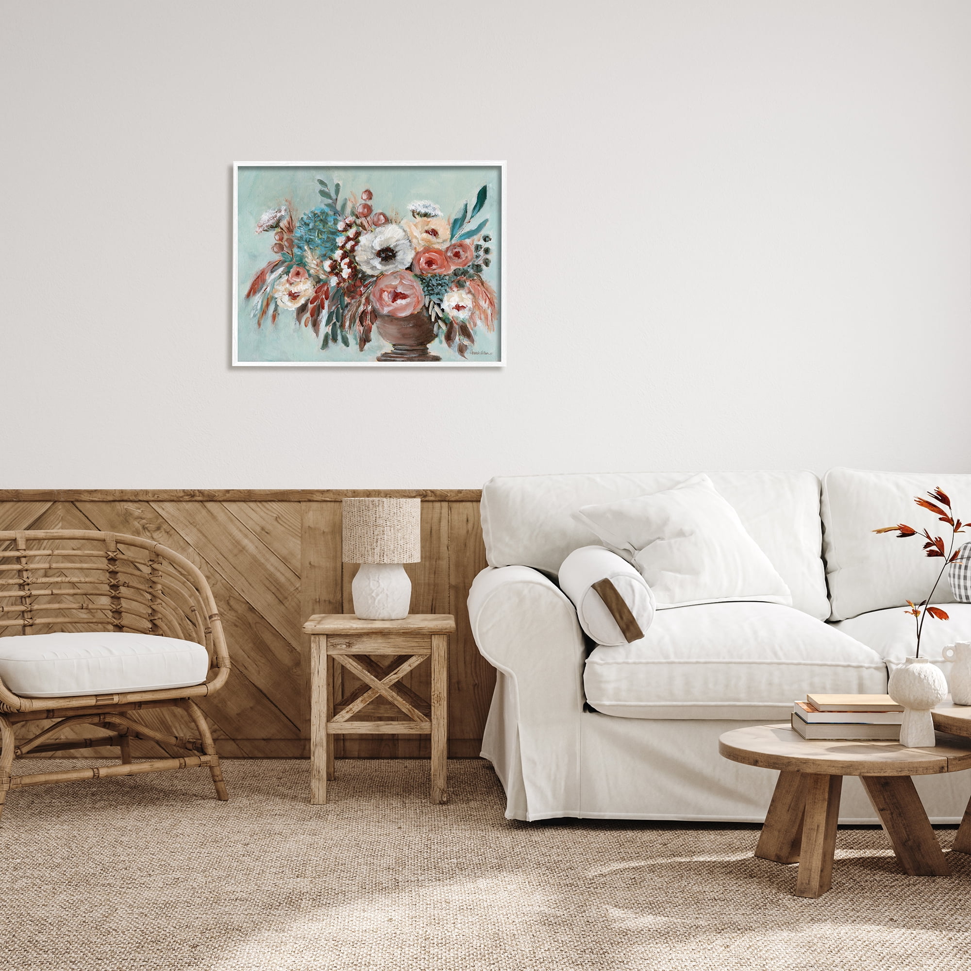 Stupell Industries Rustic Florals Painting Botanical & Floral Painting White Framed Art Print Wall Art, 30 x 24