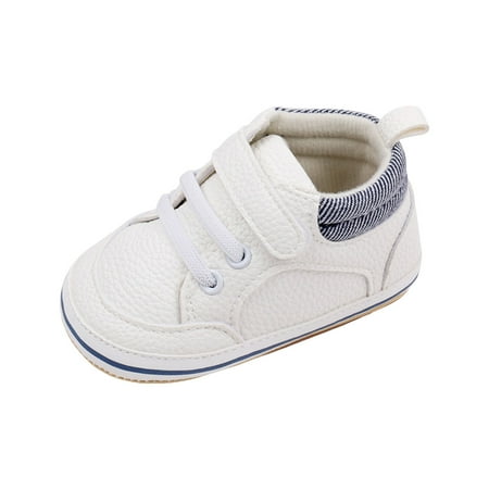 Zshosam Baby Shoes Boys Girls Sneakers Non-Slip Rubber Sole Toddler Crib First Walker Shoes(White 11)