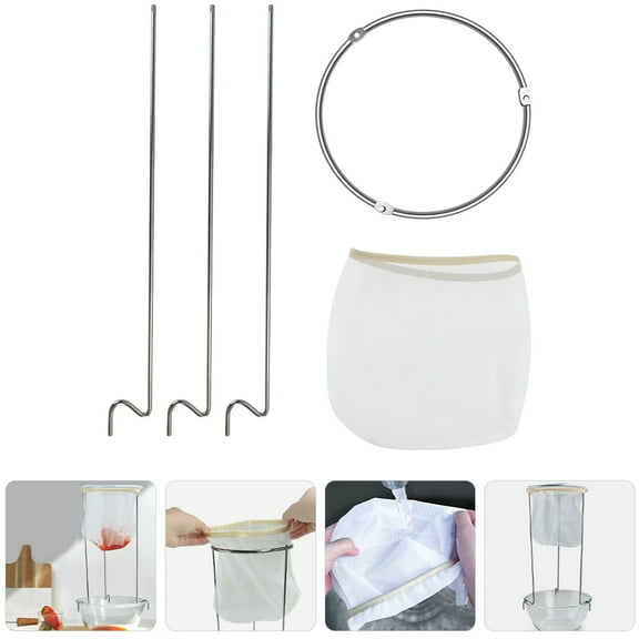 Supvox 1Set Reusable Mesh Straining Bag with Stand for Juice and Wine
