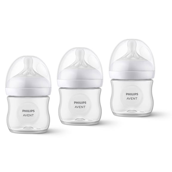 3 Pack - Philips Avent Baby Bottles with Natural Response Nipples - Clear - 4 oz