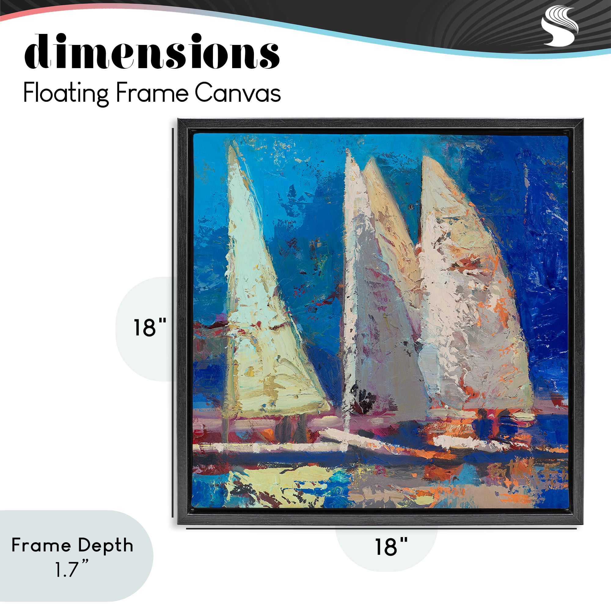 Stupell Industries A Strong Wind Sailboats Black Framed Floater Canvas Wall Art, design by Beth A. Forst