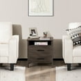 thumbnail image 3 of Costway Nightstand Drawers Rustic Side End Table Storage Compartment Cable Hole Walnut, 3 of 8