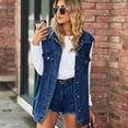 thumbnail image 6 of FLMEI Women's Denim Vest Breathable Sleeveless Jackets Summer Jeans Vest Womens Lapel Washed Cowboy Waistcoat Tops XS-XL, 6 of 8