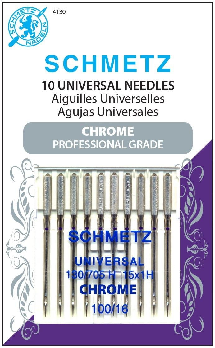 10 Pk. Schmetz 130/705H, 15X1H Chrome Universal Sewing Machine Needles