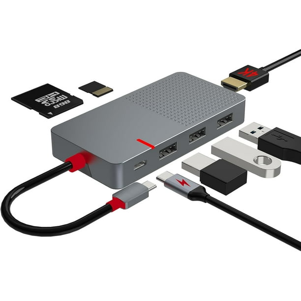 Hub USB C, divisor USB 3.0 de 4 puertos con transferencia de datos de 5Gbps, divisor USB C para tipo C, Pro, , Surface, XPS, unidad flash, HDD móvil