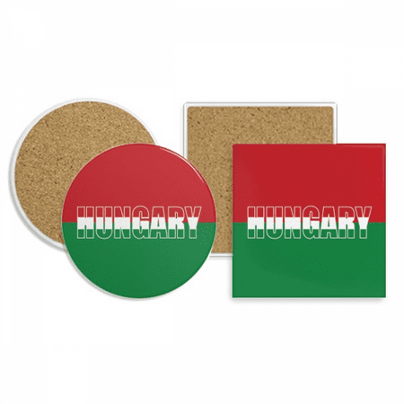 

Hungary Country Flag Name Coaster Cup Mug Holder Absorbent Stone Cork Base Set