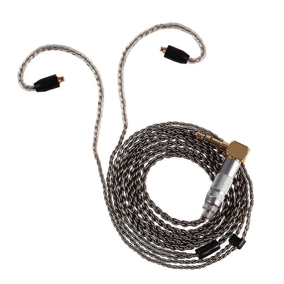 Pure Copper Silver Plated MMCX Earphone Cable for Shure SE215 SE535 SE846, Black Curved