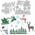 thumbnail image 1 of Troqueles de acero al carbono con forma de muñeco de nieve navideño, trineo de Papá Noel y copo de nieve para decoración de álbumes de recortes, tarjetas y manualidades., 1 of 7