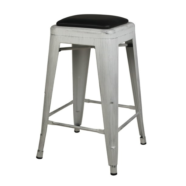 GIA Design Group 24 Inch Counter Height Backless Metal Stool with Black