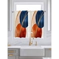 thumbnail image 2 of Kitchen Curtains 54 Inches length, Navy Blue Burnt Orange Window Treatment Curtain Drapes, Geometric Modern Boho Art Decorative Window Curtains for Bedroom Cafe, 52"x54", 2 Panels, 2 of 7