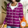 thumbnail image 6 of Htigea Striped Hoodies for Women Full Zip Up Hooded Long Sleeve Trendy Slim Fit Sweatshirts with Pockets Purple S, 6 of 9