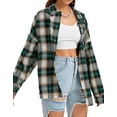 thumbnail image 2 of Fantaslook Plaid Flannel Shirts for Women Oversized Long Sleeve Button Down Shirts Blouses Tops, 2 of 8