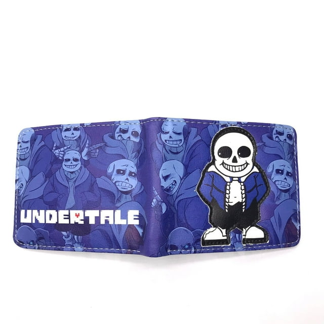 Cartera Undertales sin personajes de anime, delgada, plegable, de poliuretano