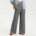 thumbnail image 5 of Karymi Summer Outfits Elastic High Waist Plaid Wide Leg Pants, Casual Checkered Trousers with Side Pockets, Lightweight Palazzo Pants Sweatpants Women, 5 of 7