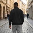 thumbnail image 5 of zip up jacket for men Mock Neck Track Jacket Lightweight Fleece Full Zip No Hood Athletic Casual Long Sleeve Sweatshirt with Pocket Black, 5 of 6