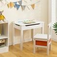thumbnail image 3 of Gymax Kids Table and Chair Set Wood Activity Study Desk w/ Storage Drawer Hook White, 3 of 9