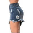 thumbnail image 4 of Njagoc3 Womens Denim Shorts with Ripped Details, High - Low Hem, Summer Street Style, Regular Fit, 4 of 6